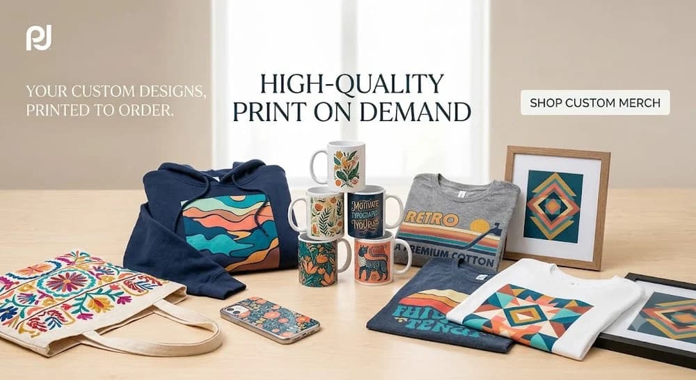Custom designs, printed to order — high-quality print on demand merch