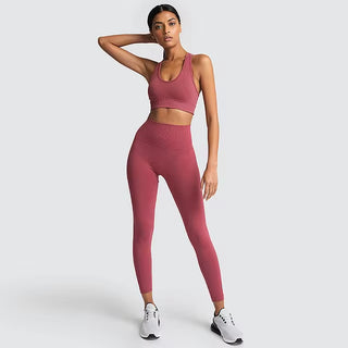 Hyperflex Seamless 2-Piece Athletic Set: Long Sleeve Crop Top & High-Waist Leggings