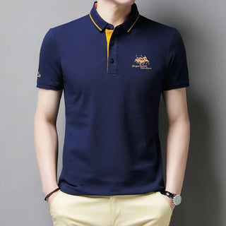 Men's Casual Short Sleeve Embroidered Polo Shirt - Summer Comfortable Wear