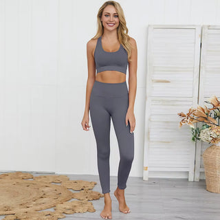 Hyperflex Seamless 2-Piece Athletic Set: Long Sleeve Crop Top & High-Waist Leggings