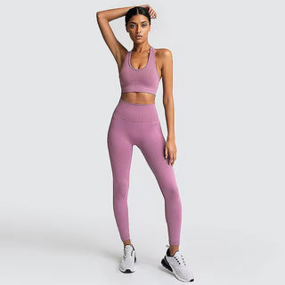 Hyperflex Seamless 2-Piece Athletic Set: Long Sleeve Crop Top & High-Waist Leggings