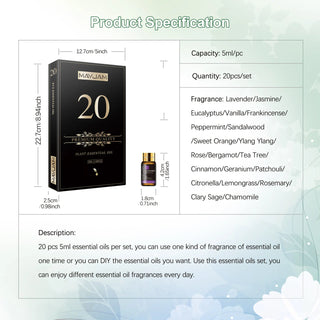MAYJAM 20-Piece Pure Natural Essential Oil Gift Set