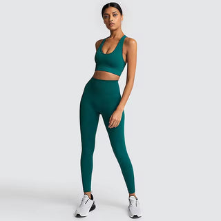 Hyperflex Seamless 2-Piece Athletic Set: Long Sleeve Crop Top & High-Waist Leggings
