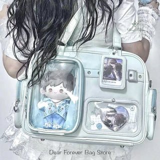 Y2K Ita Bag | Large Transparent Backpack with DIY Badge Display for Concerts & Lolita Fashion