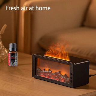 Flame Effect Essential Oil Diffuser & Humidifier 300ml – Aromatherapy Mist, Remote Control, Timer & Auto Shut-Off for Bedroom Home