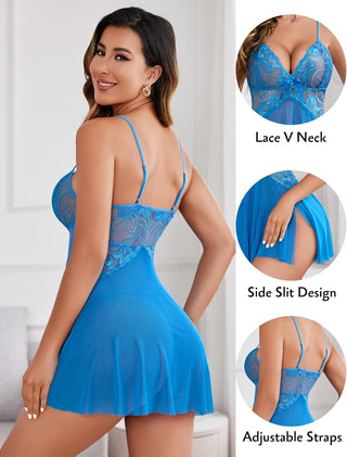 Sophisticated Women's Lace Babydoll Chemise - Exquisite Nightgown for Bridal and Special Occasions