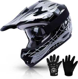 TCMT Youth Motocross Helmet Gear Set - DOT Approved Dirt Bike ATV MX Full Face