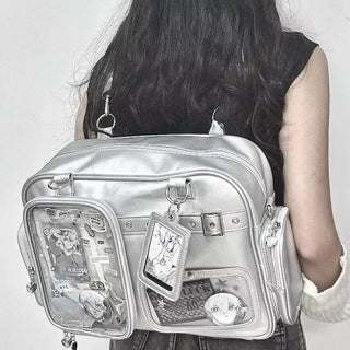 Y2K Ita Bag | Large Transparent Backpack with DIY Badge Display for Concerts & Lolita Fashion