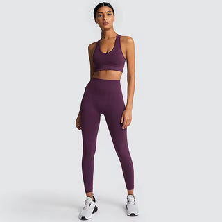Hyperflex Seamless 2-Piece Athletic Set: Long Sleeve Crop Top & High-Waist Leggings