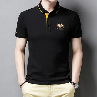 Men's Casual Short Sleeve Embroidered Polo Shirt - Summer Comfortable Wear