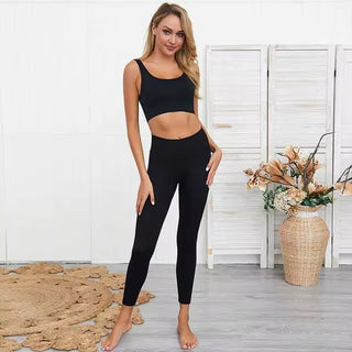 Hyperflex Seamless 2-Piece Athletic Set: Long Sleeve Crop Top & High-Waist Leggings