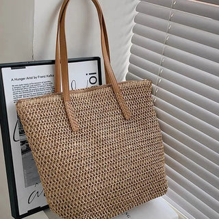 Elevate Your Summer Style with Our Chic Large Capacity Straw Woven Tote Bag - Perfect for Beach Days and Parties!