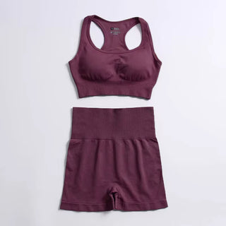 Hyperflex Seamless 2-Piece Athletic Set: Long Sleeve Crop Top & High-Waist Leggings