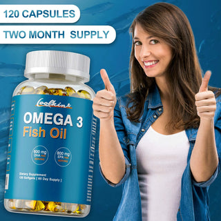 Omega 3 Fish Oil - Premium DHA & EPA Formula for Brain, Heart, Skin & Overall Wellness - 120 Capsules