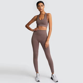 Hyperflex Seamless 2-Piece Athletic Set: Long Sleeve Crop Top & High-Waist Leggings