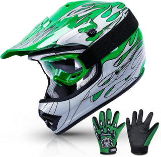 TCMT Youth Motocross Helmet Gear Set - DOT Approved Dirt Bike ATV MX Full Face
