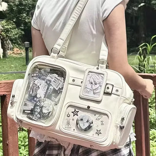 Y2K Ita Bag | Large Transparent Backpack with DIY Badge Display for Concerts & Lolita Fashion