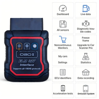 Wireless OBD2 Car Diagnostic Tool – ELM327 V2.1 Bluetooth Interface for Real-Time Engine Data