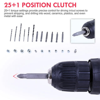 21-Piece Cordless Drill Set with 21V Lithium-Ion Battery Electric Screwdriver for Versatile Repair Tasks