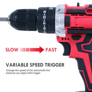 21-Piece Cordless Drill Set with 21V Lithium-Ion Battery Electric Screwdriver for Versatile Repair Tasks
