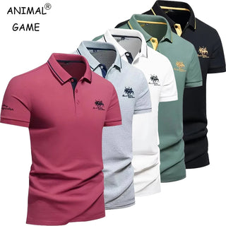 Men's Lightweight Short Sleeve Embroidered Polo Shirt - Casual Vintage Business Attire
