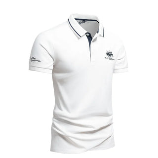 Men's Lightweight Short Sleeve Embroidered Polo Shirt - Casual Vintage Business Attire