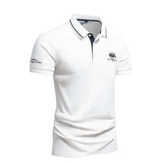 Men's Lightweight Short Sleeve Embroidered Polo Shirt - Casual Vintage Business Attire