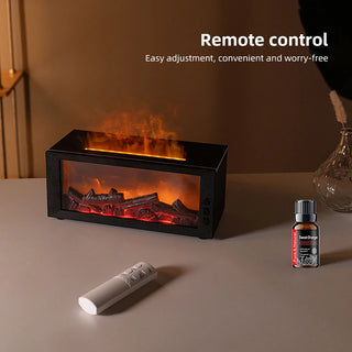 Flame Effect Essential Oil Diffuser & Humidifier 300ml – Aromatherapy Mist, Remote Control, Timer & Auto Shut-Off for Bedroom Home