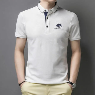 Men's Casual Short Sleeve Embroidered Polo Shirt - Summer Comfortable Wear