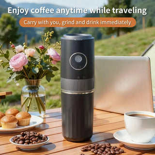 Portable Electric Coffee Grinder & Pour-Over Maker | 2-in-1 Travel Coffee Machine for Camping, Office & Outdoor Use