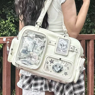 Y2K Ita Bag | Large Transparent Backpack with DIY Badge Display for Concerts & Lolita Fashion