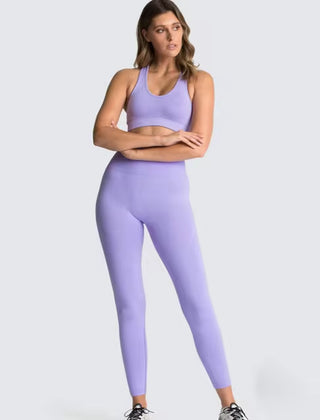 Hyperflex Seamless 2-Piece Athletic Set: Long Sleeve Crop Top & High-Waist Leggings