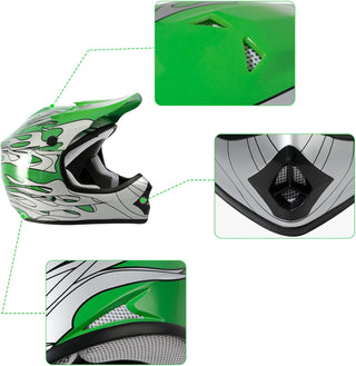 TCMT Youth Motocross Helmet Gear Set - DOT Approved Dirt Bike ATV MX Full Face