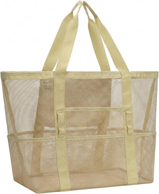 Large Mesh Beach Bag with 9 Pockets – F-Color Family Tote for Beach, Pool, Cruise & Travel Essentials