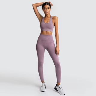 Hyperflex Seamless 2-Piece Athletic Set: Long Sleeve Crop Top & High-Waist Leggings