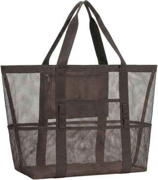 Large Mesh Beach Bag with 9 Pockets – F-Color Family Tote for Beach, Pool, Cruise & Travel Essentials