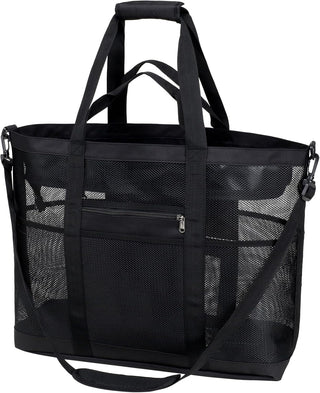 Large Mesh Beach Bag with 9 Pockets – F-Color Family Tote for Beach, Pool, Cruise & Travel Essentials